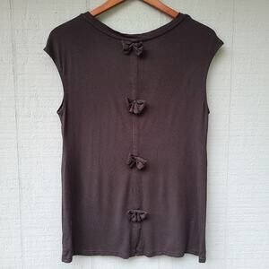 Catherine Malandrino Bow Back Cap Sleeve Tee Black